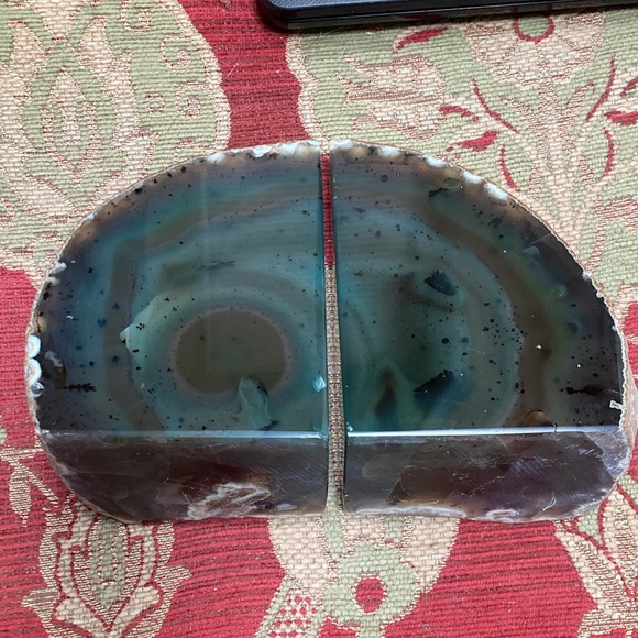 Brazilian Agate Geode green bookends set of 2 - Picture 2 of 8